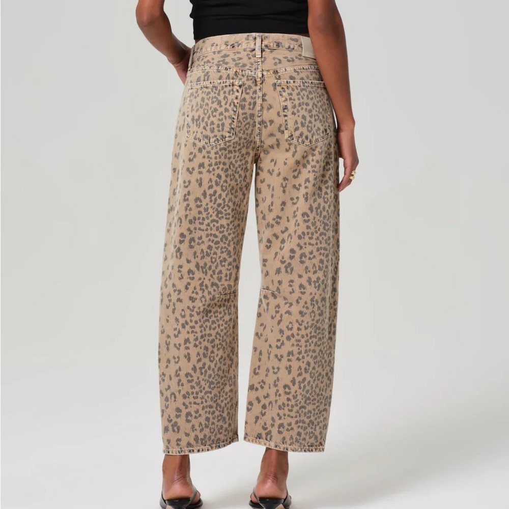 Citizens Of Humanity Beige Leopard Print Wide Leg Jeans - Picture 6 of 7